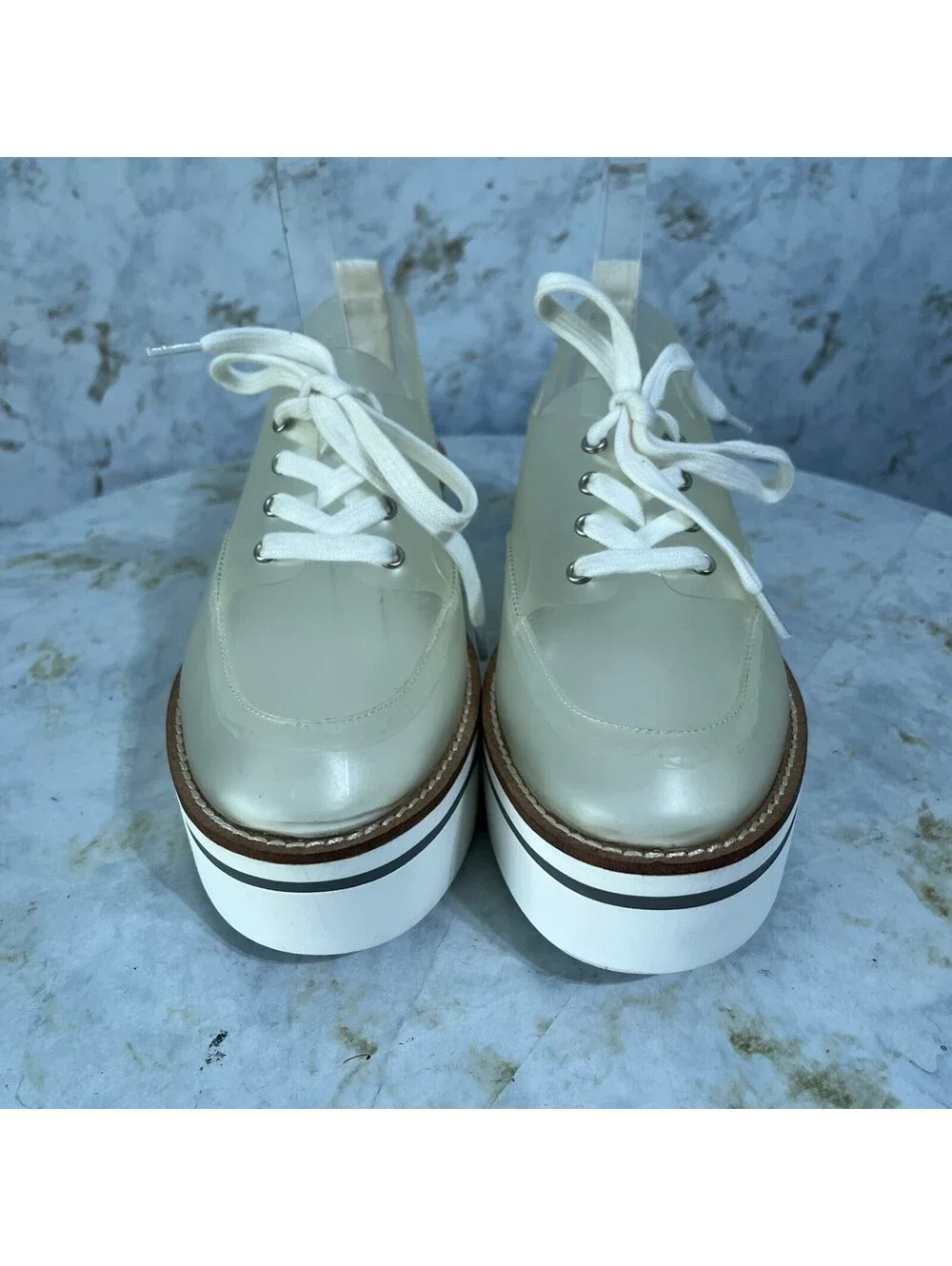 Jessica Simpson Women's Size 9M Shoes Clear White Foggy Comfort Platform Oxfords